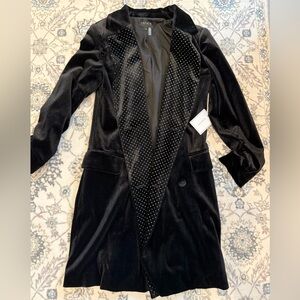 1.State Black Velvet Embellished Blazer Mini Dress